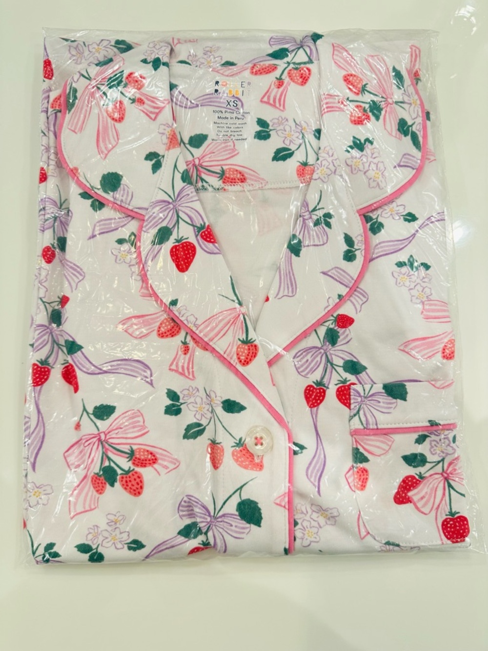 Roller Rabbit Strawberry Bow Polo Pajama Set